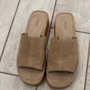 Vince Women's Beige Suede Mules